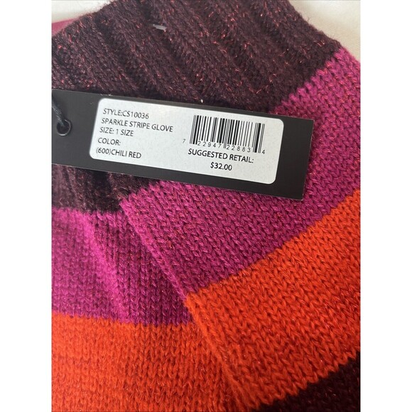 Circus by Sam Edelman 3pc Hat Headband Glove Set Sparkle Stripe Multicolor NWT - Picture 9 of 9